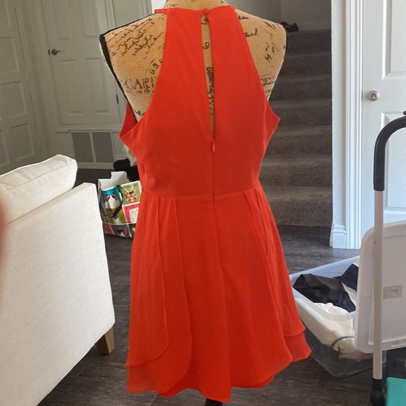 Elegant Orange Halter Dress - Picture 2 of 7